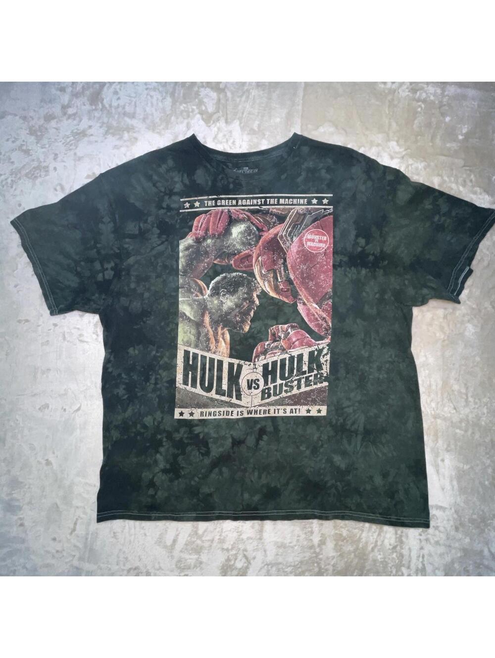 Marvel Avengers T Shirt Adult 2XL Hulk Vs Hulkbuster Green Against Mens